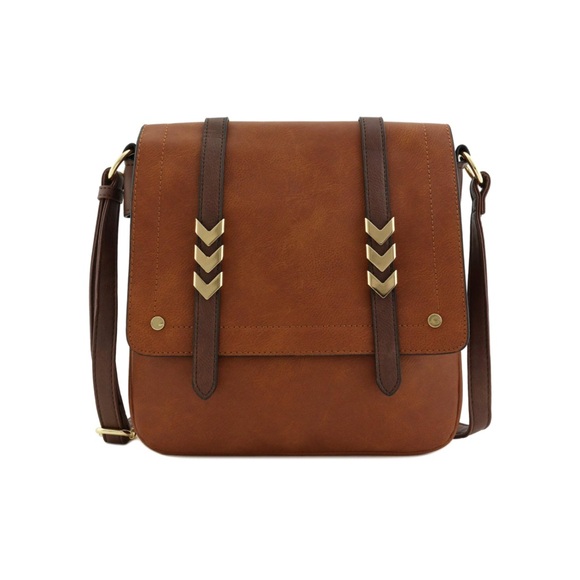 Lindsay Dual Zip Flapover Crossbody Brown main image 0